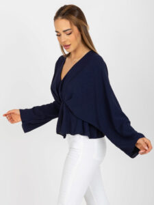 One size navy blue blouse with wide Raquel