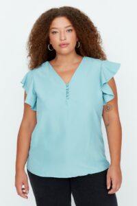 Trendyol Curve Mint Sleeve Detailed Buttoned
