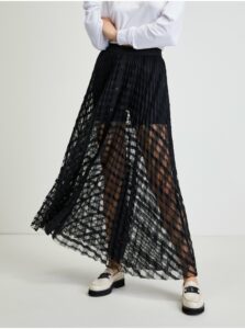 Černá dámská plisovaná průsvitná dlouhá sukně