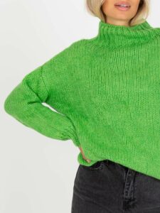 Light green women's oversize turtleneck sweater