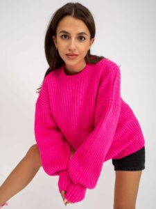 Fluo pink oversized knitted sweater