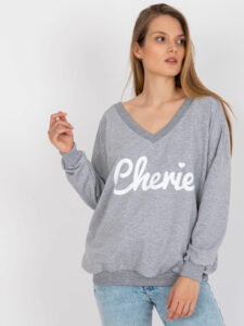 Gray and white oversize sweatshirt with a