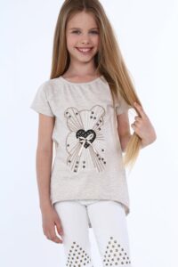 Girls' beige t-shirt with a