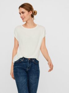 Krémové dámské basic tričko s krátkým rukávem AWARE