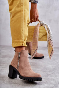 Suede Boots On High Heels With