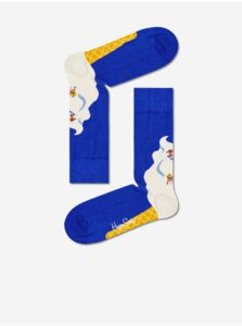 Bílo-modré ponožky se zimním motivem Happy