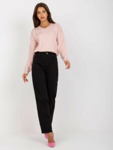 Black wide fabric trousers with