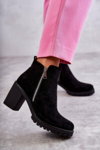 Suede Boots On High Heels With
