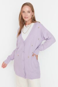 Trendyol Lilac Embroidered Knitwear