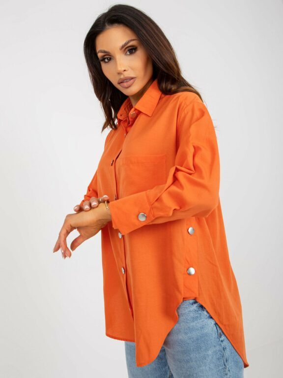 Oranžová dámská oversize košile