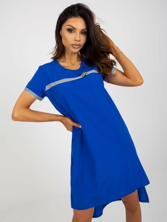 Tmavě modré asymetrické šaty s