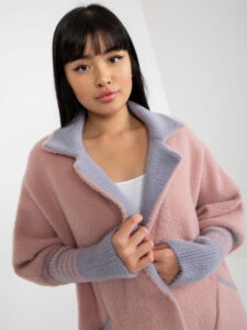 Zaprášený růžový volný kabát z alpaky