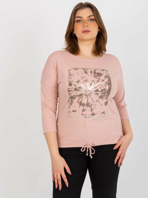 Světle růžové tričko plus size s