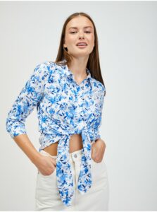 Bílo-modrá květovaná košile s uzlem