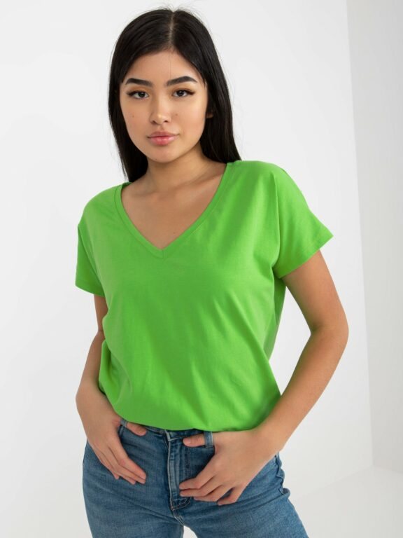 Světle zelené klasické basic tričko