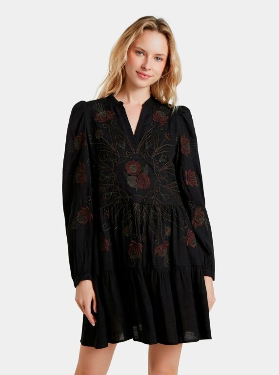 Černé květované šaty Desigual Hortensia