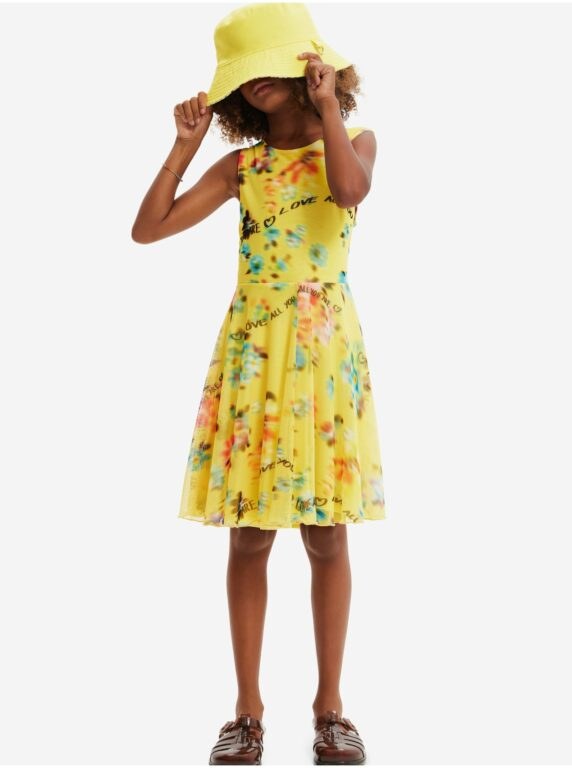 Žluté holčičí květované šaty Desigual