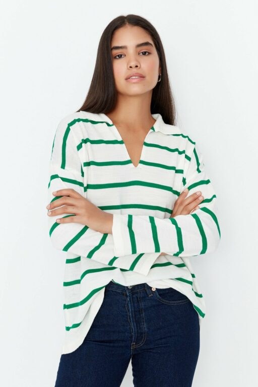 Trendyol Green Super Oversize Striped