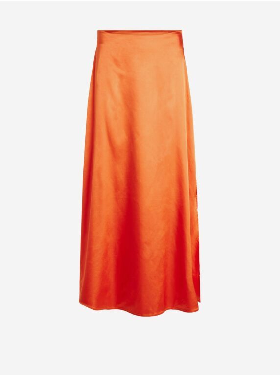 Oranžová dámská saténová maxi sukně VILA