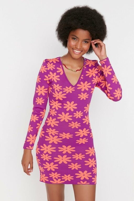 Trendyol Purple Jacquard Knitwear