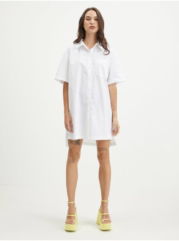 Bílé dámské košilové oversize šaty ONLY