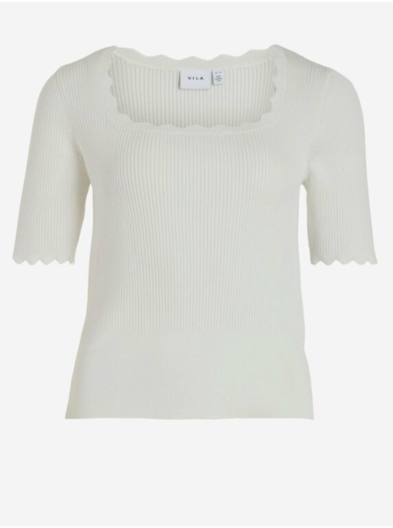 Bílé dámské žebrované tričko VILA