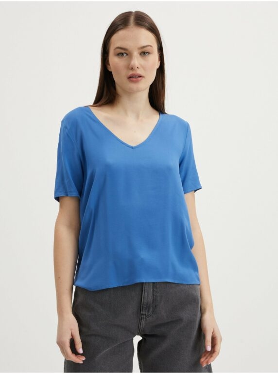 Modré dámské basic tričko VILA