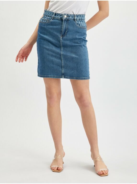 Orsay Modrá dámská džínová sukně