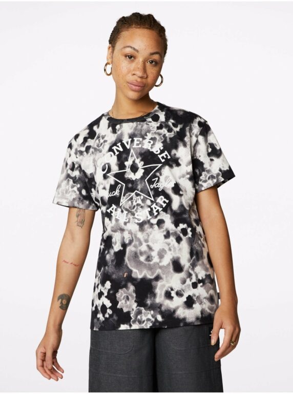 Krémovo-černé dámské vzorované tričko Converse