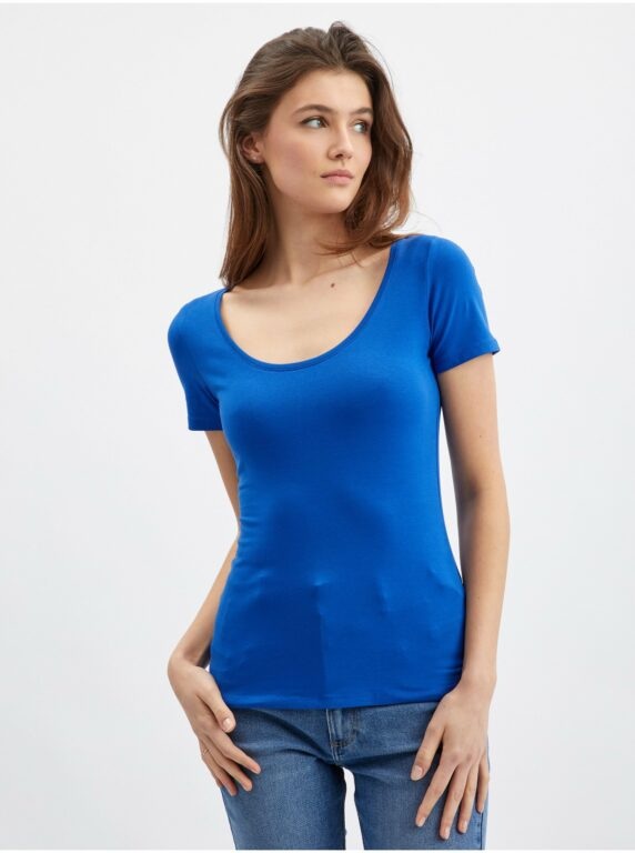 Orsay Modré dámské basic tričko