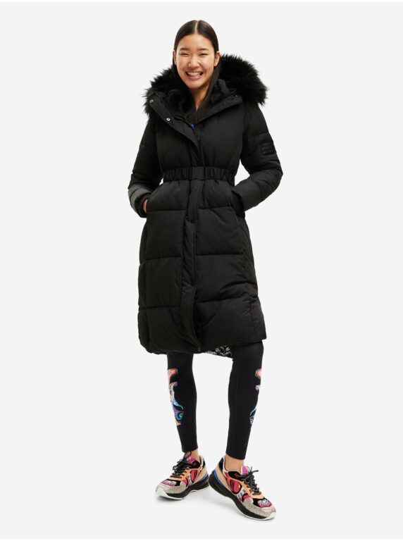 Černý dámský zimní prošívaný kabát Desigual