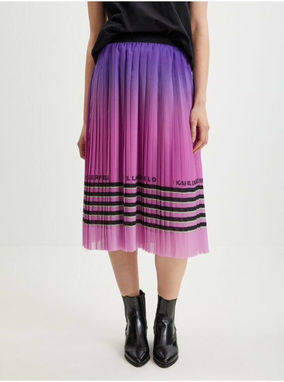 Fialovo-růžová dámská plisovaná midi sukně KARL