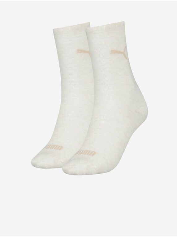 Sada dvou párů dámských ponožek v krémové