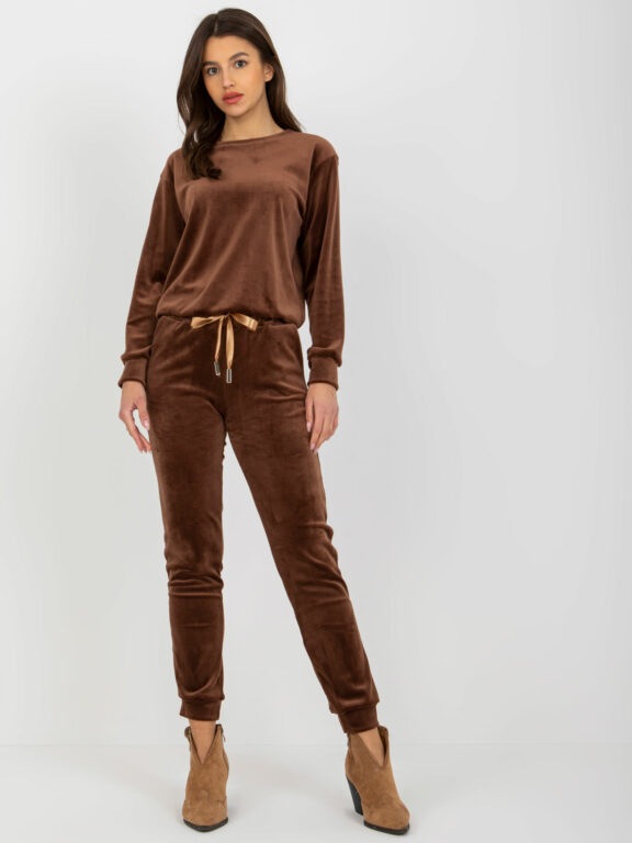 Women's brown velour set with