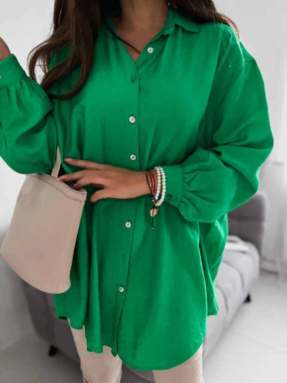 Oversize dámská zelená košile s