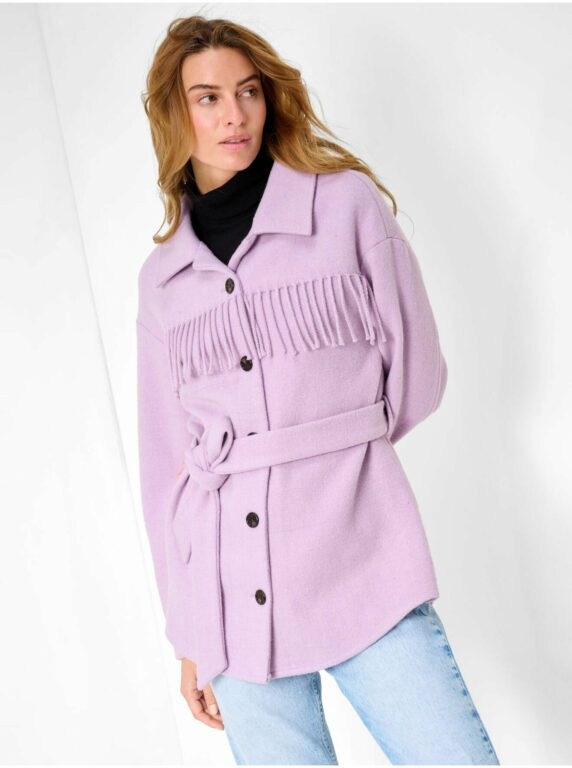 Světle fialová košilová zimní bunda s
