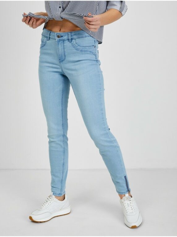 Světle modré dámské skinny fit džíny