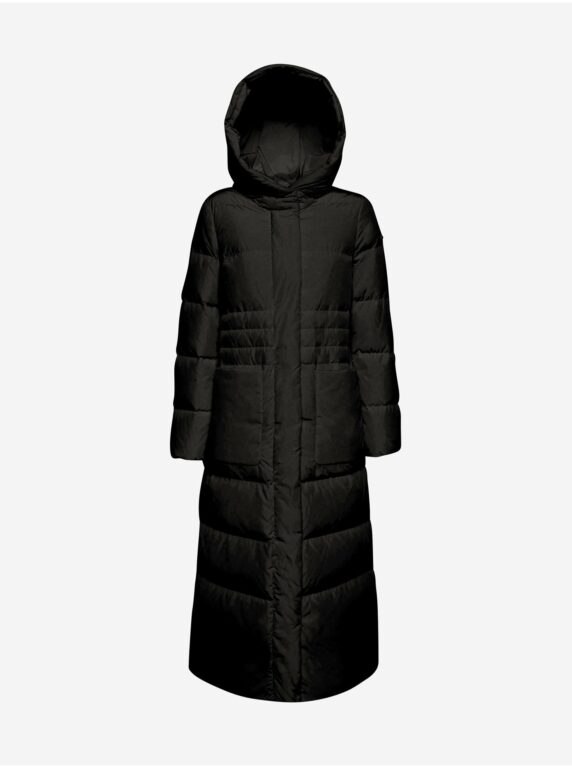Černý dámský prošívaný zimní kabát s