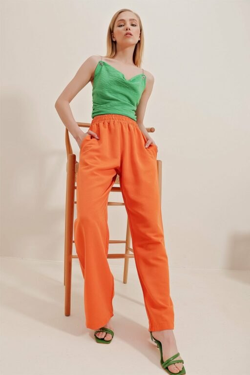 Trend Alaçatı Stili Pants - Orange