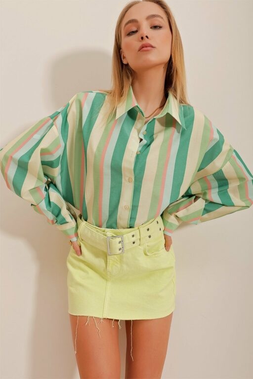 Trend Alaçatı Stili Shirt - Green
