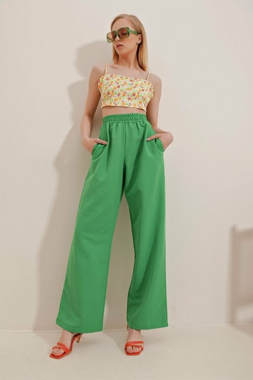 Trend Alaçatı Stili Pants - Green