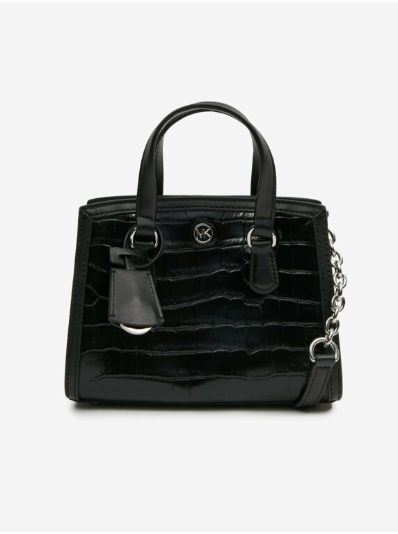 Černá dámská kožená kabelka s krokodýlím vzorem