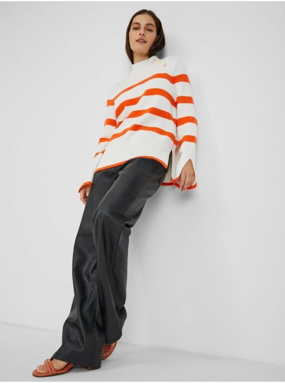 Orsay Oranžovo-bílý dámský pruhovaný svetr