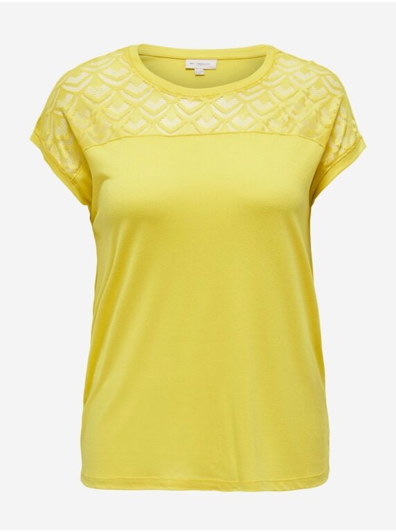 Žluté dámské tričko s krajkou ONLY
