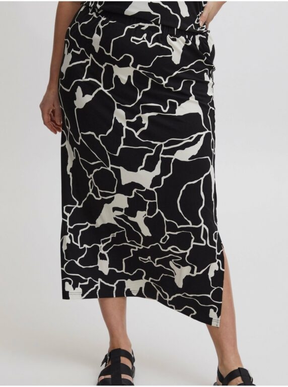 Bílo-černá dámská vzorovaná midi sukně