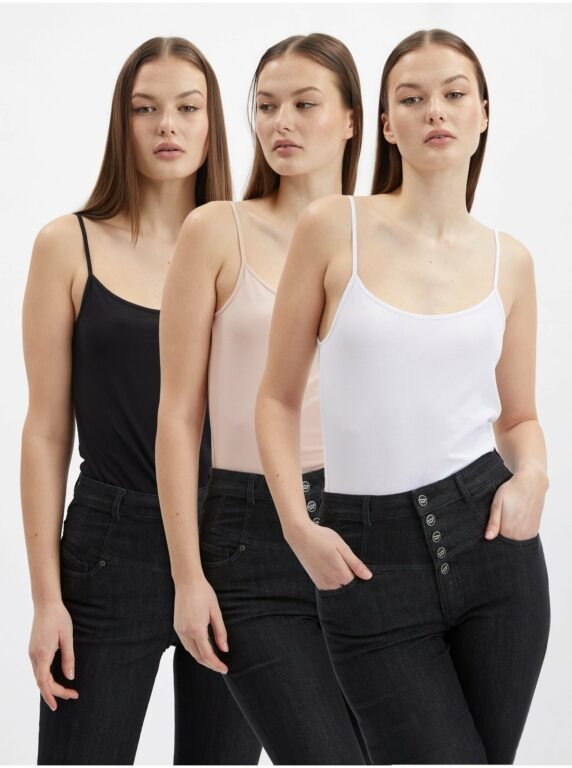 Orsay Sada tří dámských basic tílek v bílé