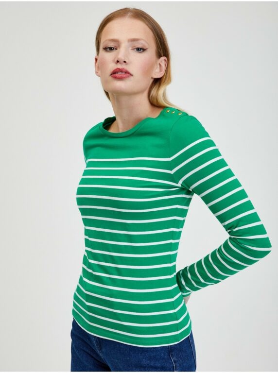 Orsay Bílo-zelené dámské pruhované tričko