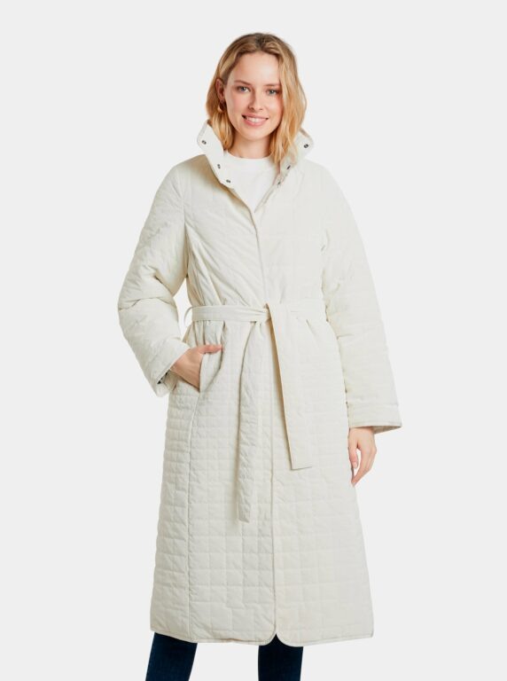 Krémový dámský prošívaný zimní kabát Desigual