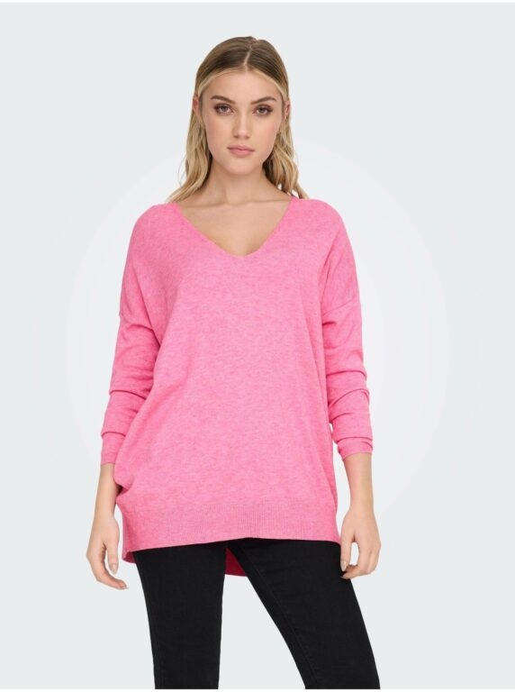 Růžový dámský lehký svetr ONLY