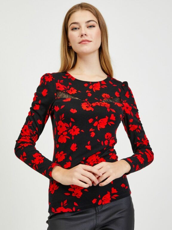 Orsay Červeno-černé dámské květované tričko